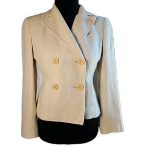 Ann Taylor Petites Beige Linen Cotton Blazer Jacket Women’s 2P Double Breasted